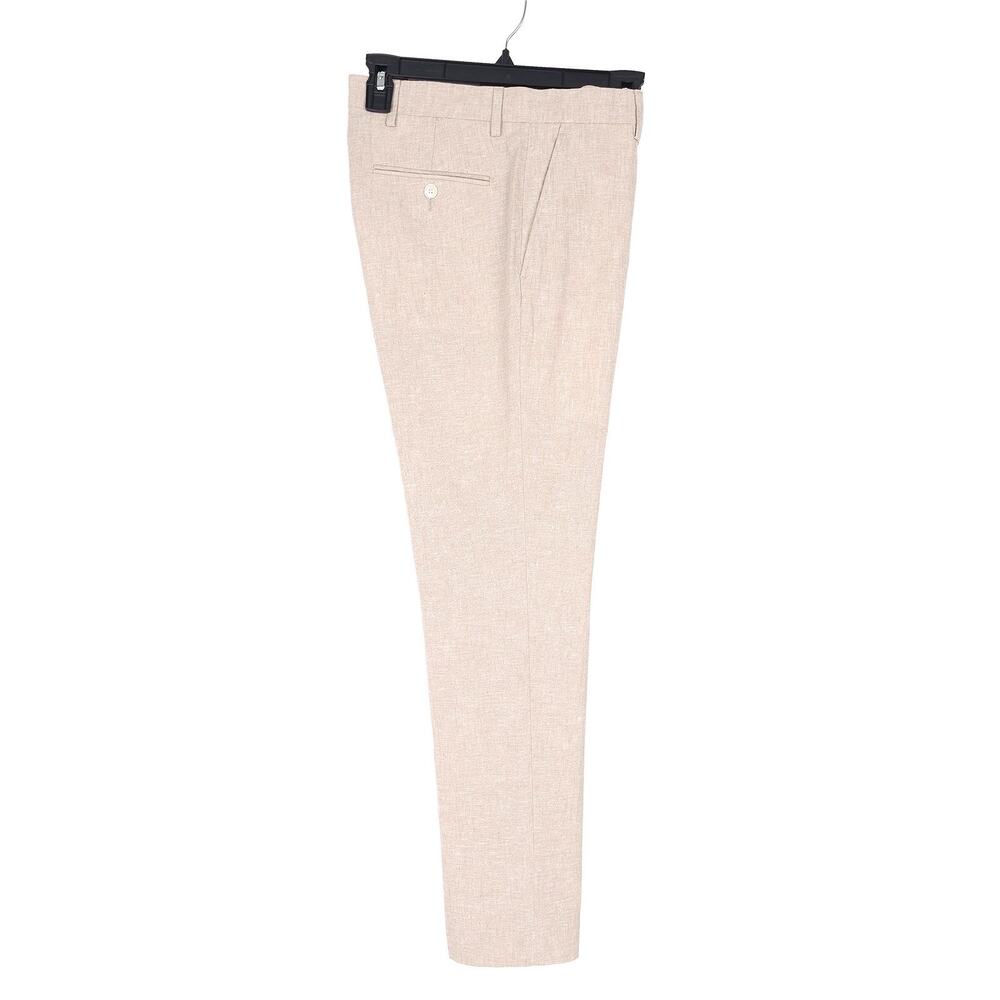 Tommy Hilfiger Mens Modern Fit Dress Pants 30x30 Tan Solid Linen Cotton Blend - Picture 4 of 11